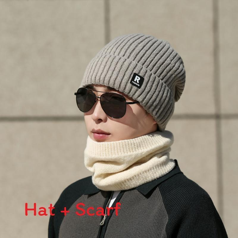 

Winter Knit Hat With Letter Embroidery For Men Outdoor Warmth And Windproof Protection Block Khaki