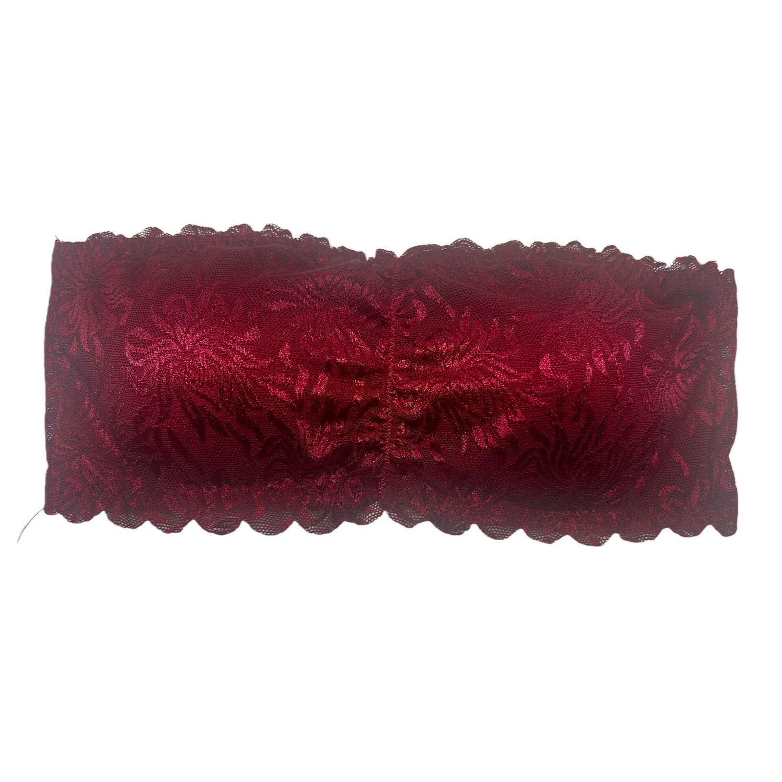 Бесшовный кружевной бюстгальтер-бандо Zeriluna - Элегантный дизайн с push-up, с дышащей, мягкой, изысканной кружевной отделкой для визуального увеличения груди XL малиновый