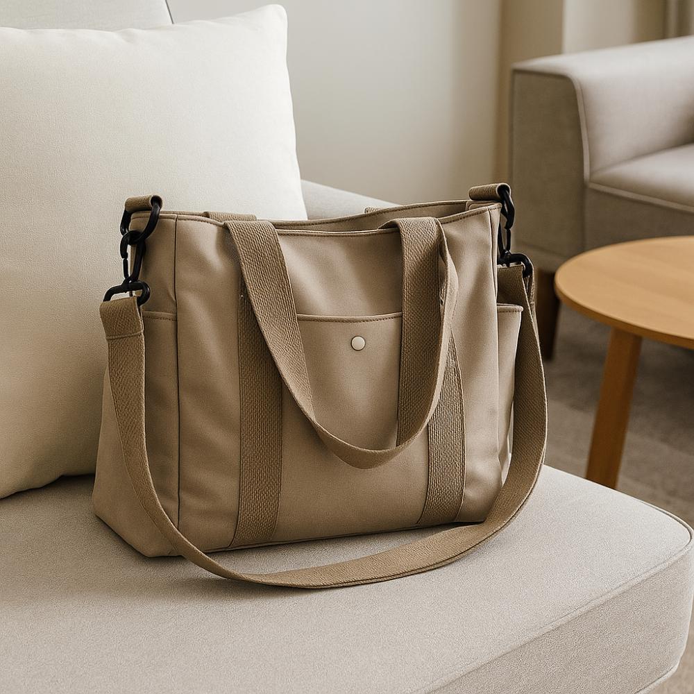 Large Capacity Multi Pocket Tote Bag Solid Color Nylon Crossbody Bag Canvas Tote Bag Commuting