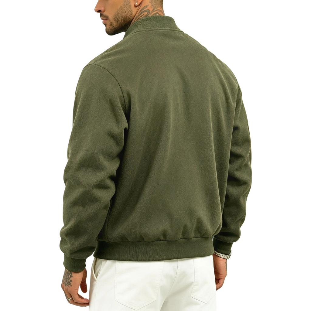 Men's Jacket, Fall Winter Casual Loose Fit Lined Zip-Up Stand Collar Long Sleeve Outerwear