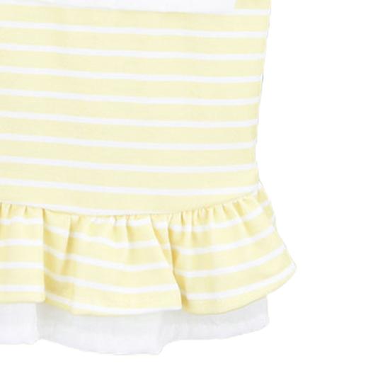 Spring Summer Puppy Dress Hem Striped Layered Pleated Collar Embroidered Print Doll Letters Sweet Contrast Color Dog Costume for