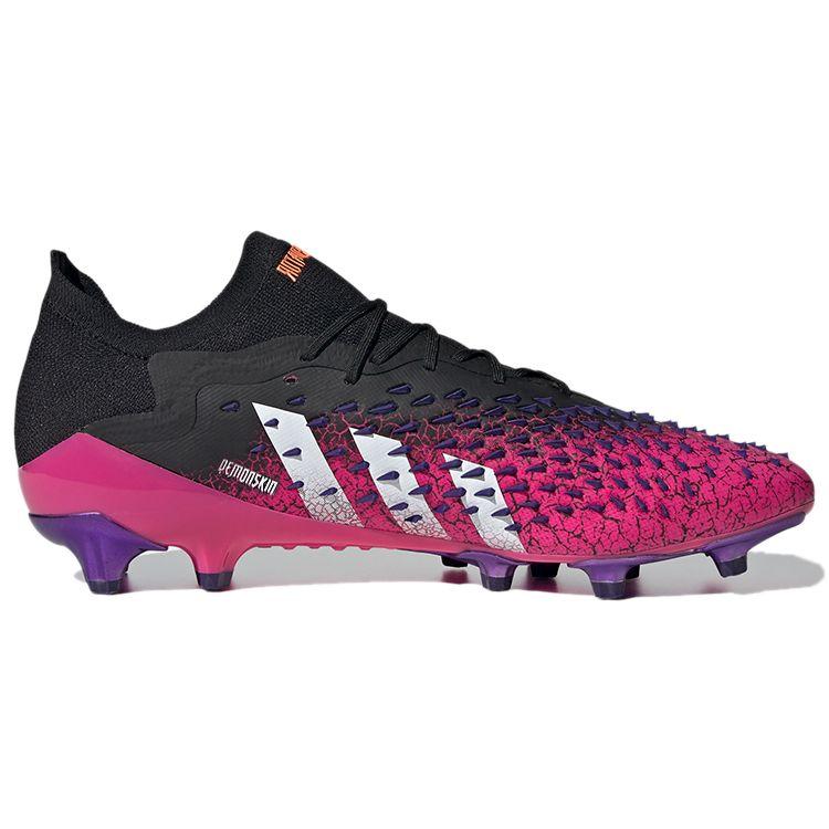 Adidas Predator Freak .1 Round Toe Lace-Up AG (Rubber Short Studs) Slip-Resistant Durable Soccer Shoes Men Soccer Shoes Black Pink FZ3751