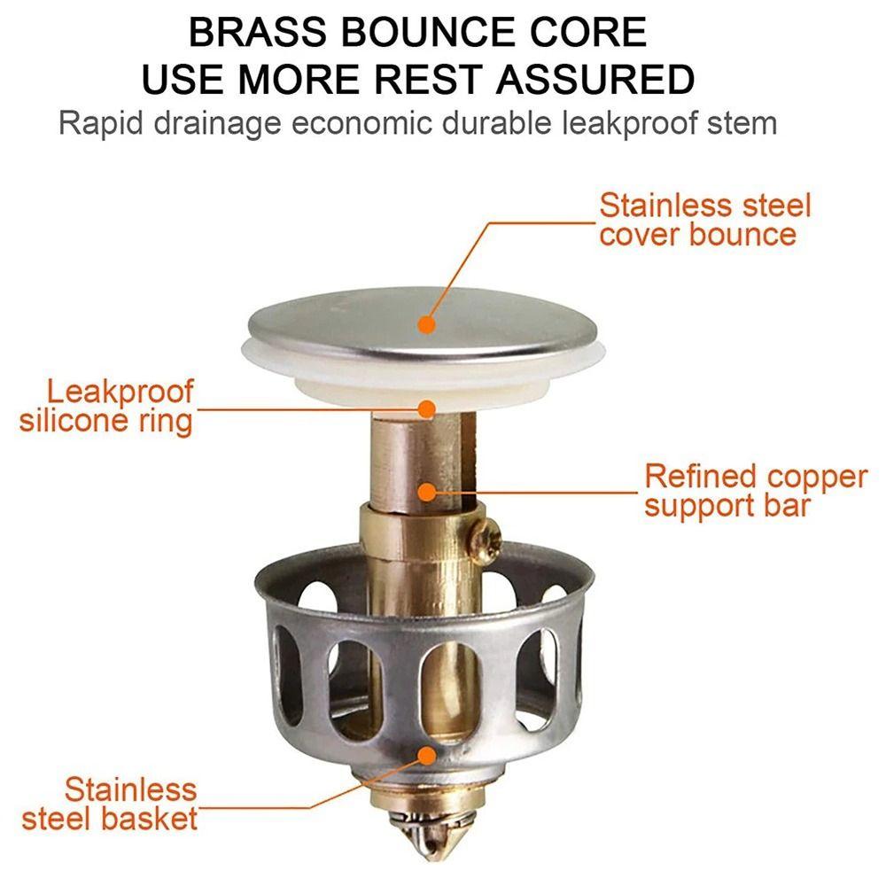 2Pcs Pop-up Type Basin Drain Filter Shower System Bounce Core  for Bathroom Sink