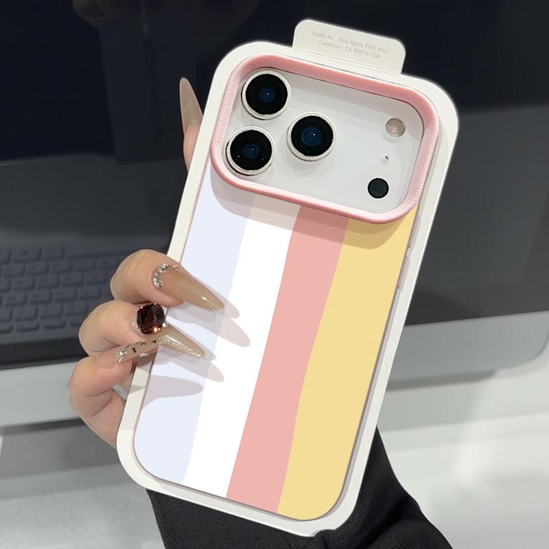 Floral Stripe Pattern Case For iPhone 17 16 Pro Max Luxury Leather Texture Matte Silicone Cover For iPhone 15 14 13 Pro Max 11 16e 17e