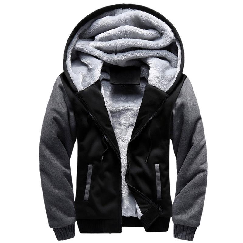 

Men s Korean Style Loose Hooded Sweatshirt with Velvet Lining - Autumn/Winter Cotton Sportswear Jacket 3XL сірий колір/чорний