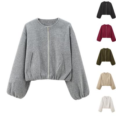 Women's Casual Fashion Loose Solid Color Long-sleeved Jacket Tops