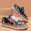 Large Size Flat-soled Single Shoes Women's Printing New Parrot Light Mouth Casual Color Matching Lace-up Board Shoes