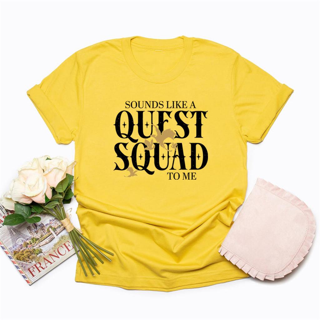 Basgiath War College T Shirt Fourth Wing Quest Squad T-shirts Men Women Short Sleeve T-Shirts Vintage Unisex Streetwear Tshirt