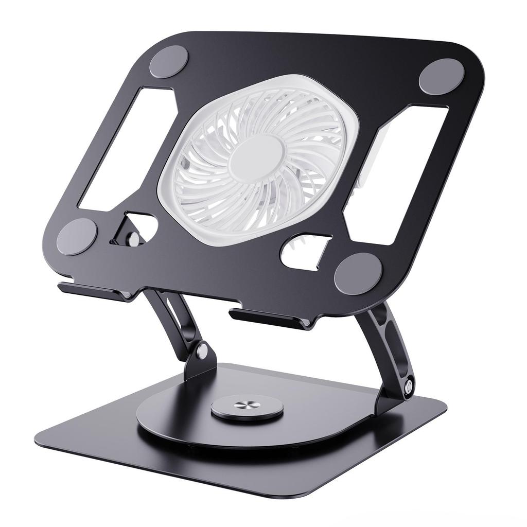 Aluminum Alloy Laptop Cooling Stand with 360° Rotation & Three-Level Adjustability