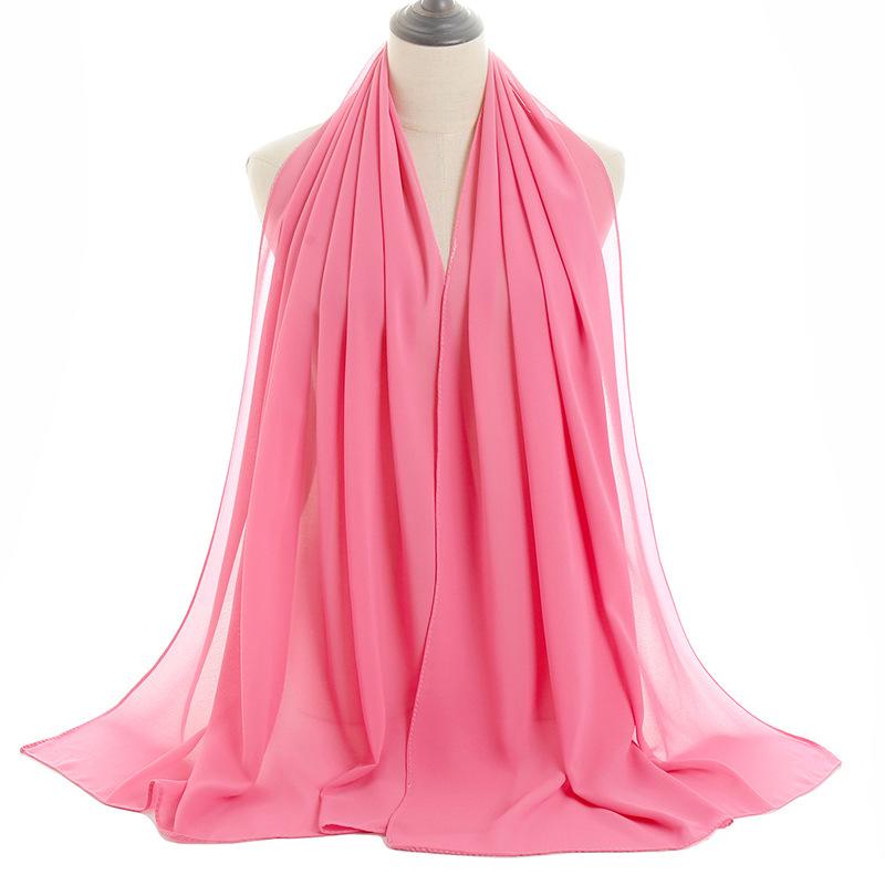 Summer Monochrome Breathable Pearl Chiffon Bubble Towel Gauze Scarf Long Towel Solid Color Malaysia Women's Scarf Wrap Headscarf