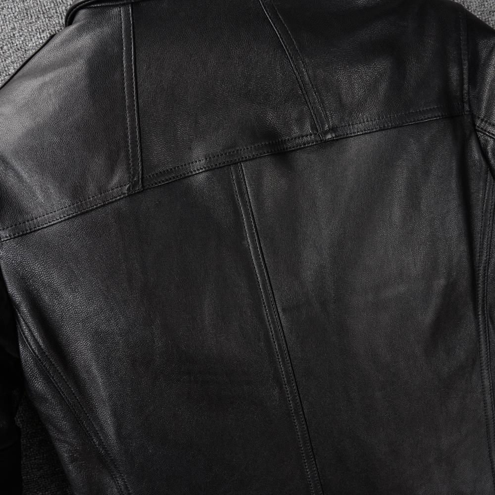 Jachetă din piele pentru bărbați Piele naturală de capră Moale Croială slim Stil casual Îmbrăcăminte bărbați Primăvară Toamnă