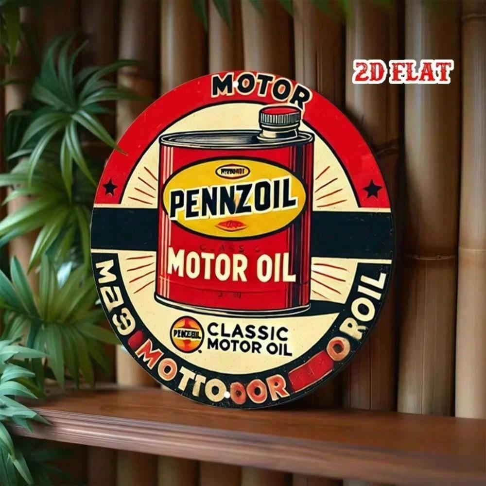 Vintage Round Tin Sign 8 Inch Retro Metal Wall Art 2D Decor for Garage Man Cave