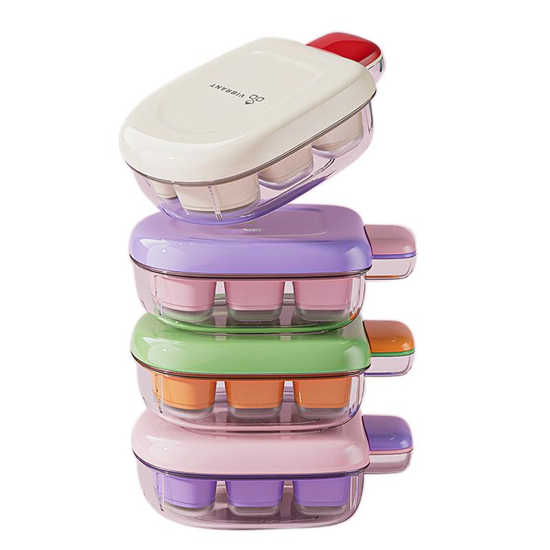 1pc Cartoon Ice Cube Mold Summer Ice-making Box Household Stackable Make Ice Cream Container Press Easy Demolding Ice Mould