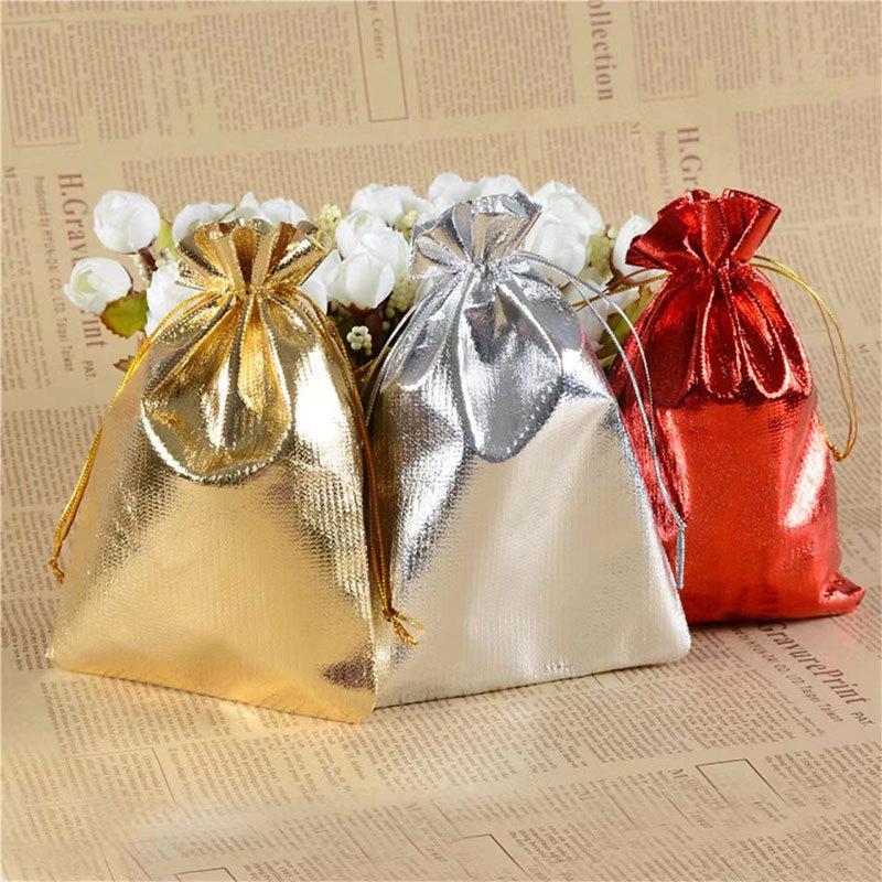 Gold & Silver Drawstring Jewelry Pouch - Perfect for Packaging, Candy Storage, or Gift Bag
