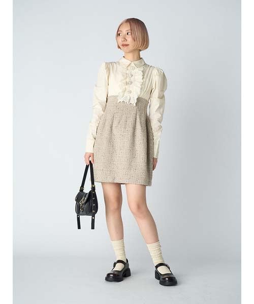 Lily Brown CANDY STOCK Front Beaded Dress L.B. Two-Tone (LWFO244812) Women's (BEG)