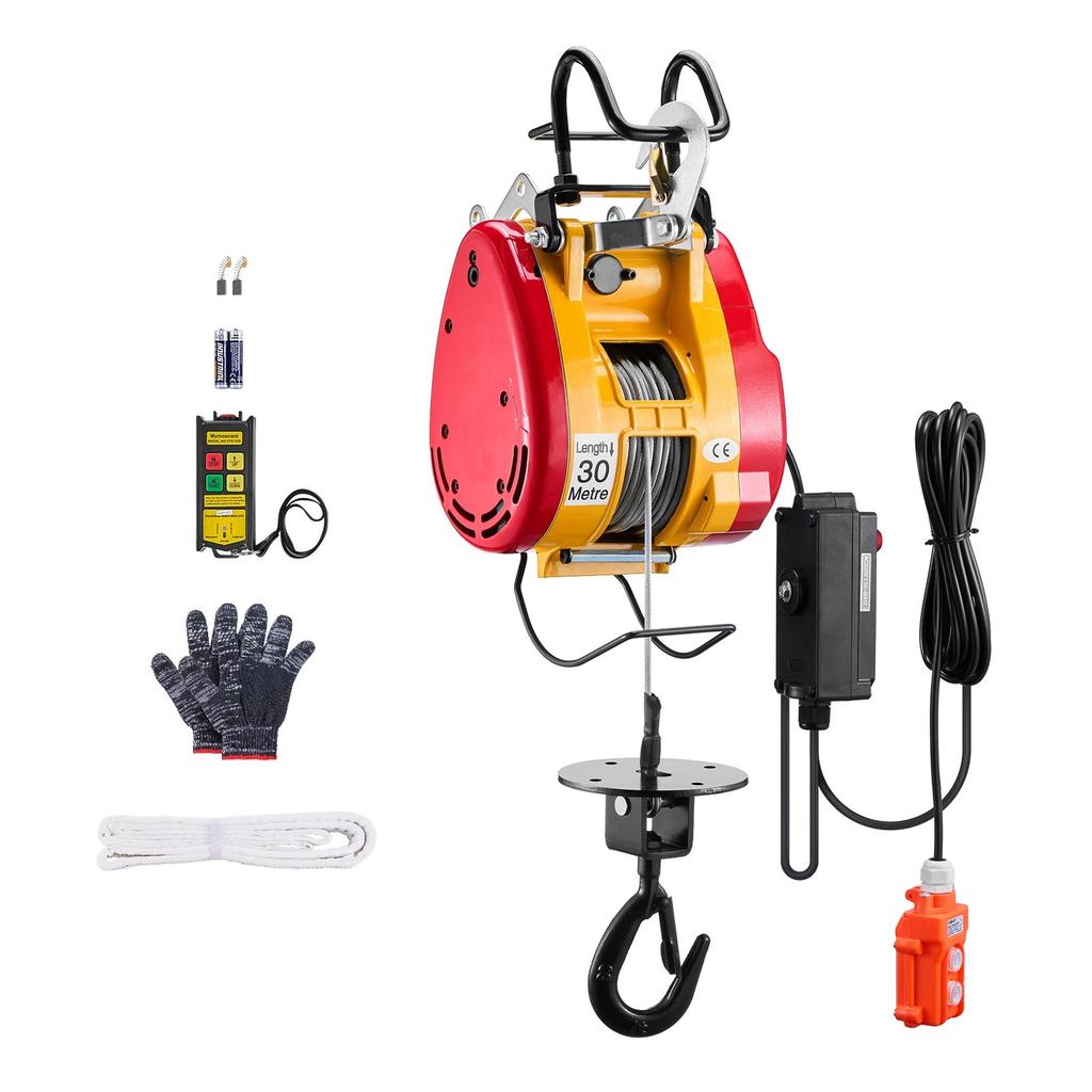 2-in-1 Portable Electric Hoist Winch 1100LBS Wired/Wireless Remote Control