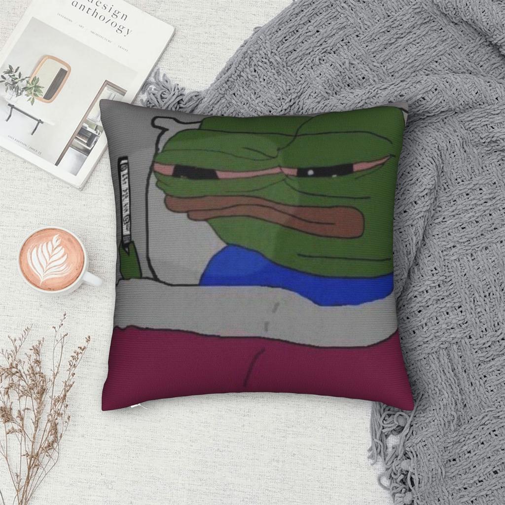 Sad Pepe frog funny meme Printed Pillowcase Cushion Cover  Throw Pillow Cover Warm Sofa Decoration Square Multi Size