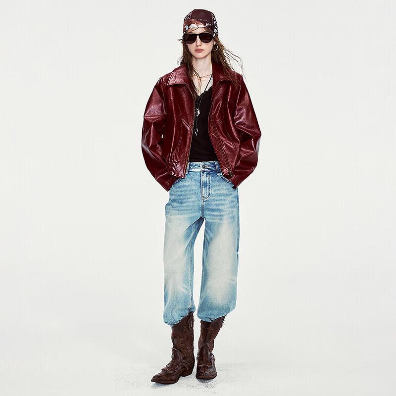 Liberté Series Vintage Moto-Style Faux Leather Jacket