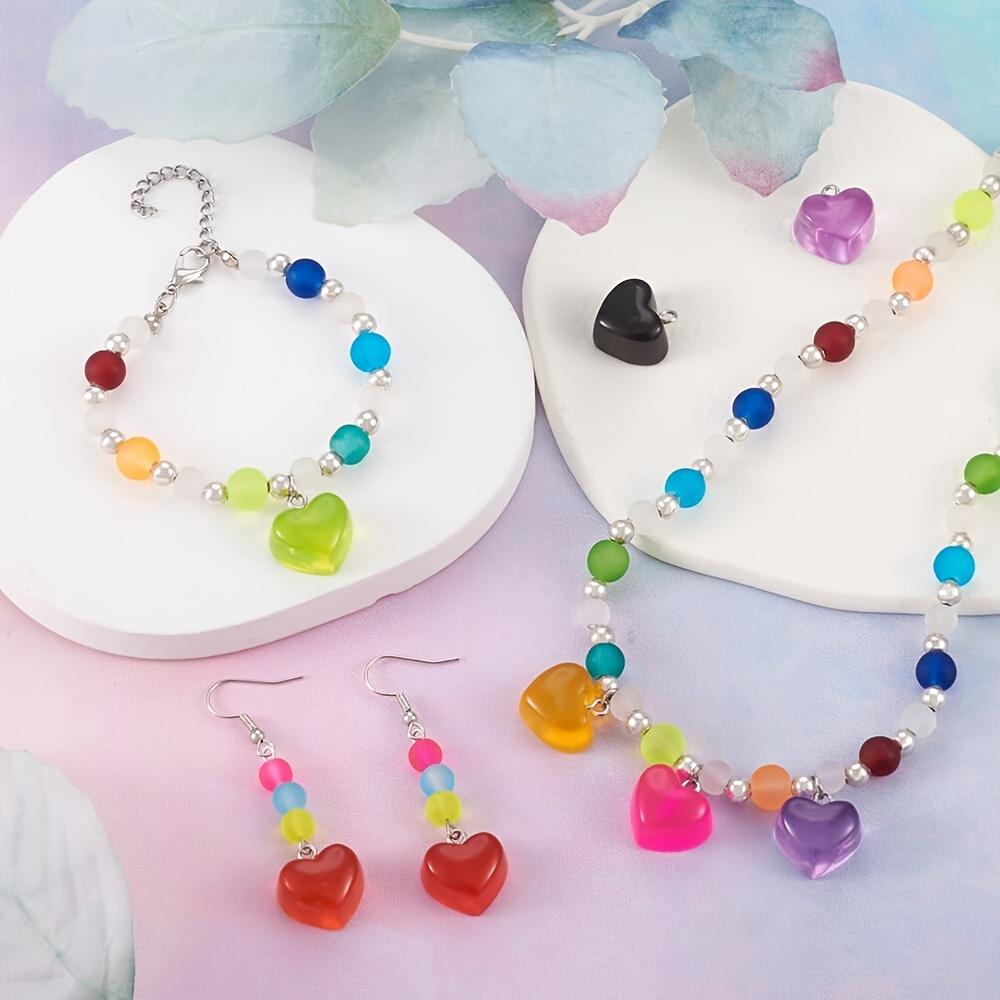 5pcs Cute Resin Heart Shaped Pendant DIY Bracelet Necklace Earrings Keychain Foot Chain Phone Chain