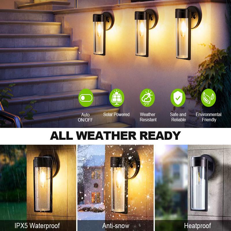 Solar Wall Lamp Outdoor Waterproof Intelligent Induction Tungsten Filament Lamp Courtyard Garden Villa Lighting Night Light