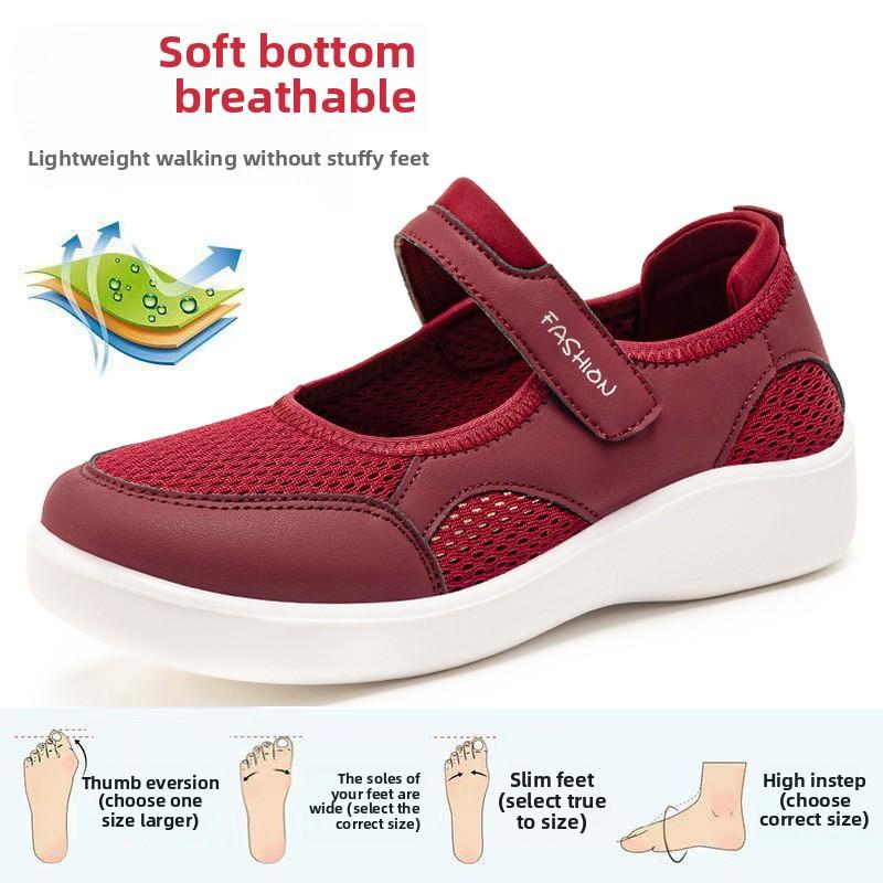 New Breathable Casual Shoes for Women In Summer Soft Soled Non Tiring Velcro Shoes