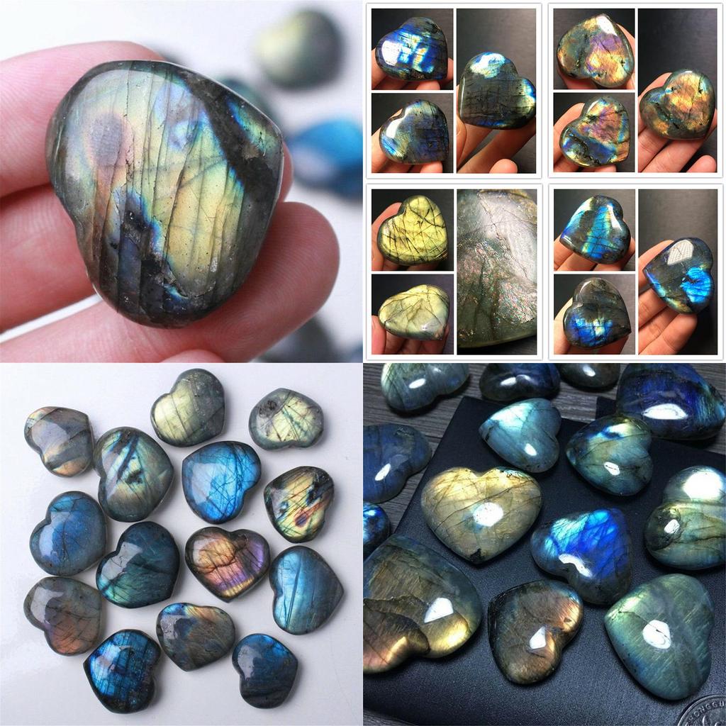 Uroczy Madagaskarski Kwarc Labradoryt Naturalny Kryształ Serce Wisiorek Dekoracja Na Wyjątkowe Prezenty