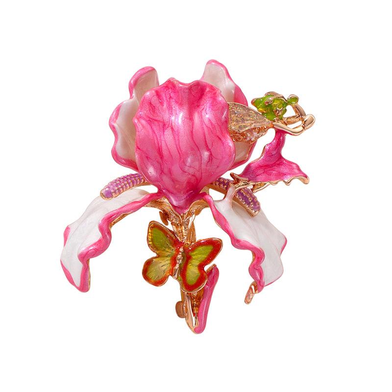 Винтаж Винтаж Мода Элегантность Продвинутое Чувство Тяжелая Промышленность Имитация Эмаль Цветная Глазурь Трехмерная Ирис Бабочка Брошь Женская