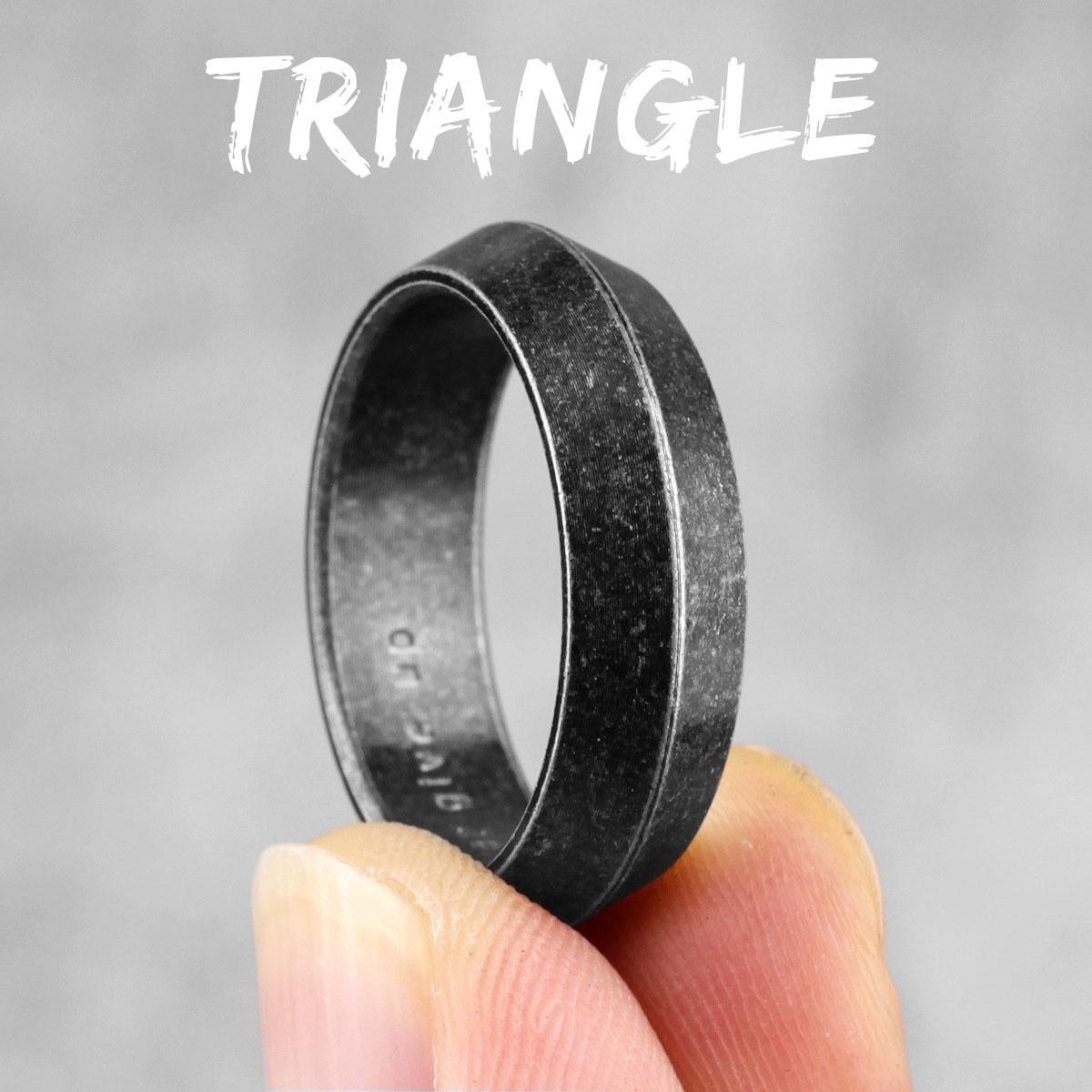 

Retro Black Triangle Stainless Steel Mens Ring Cool Simple Biker Jewelry Gift for Couple Lovers Male 13