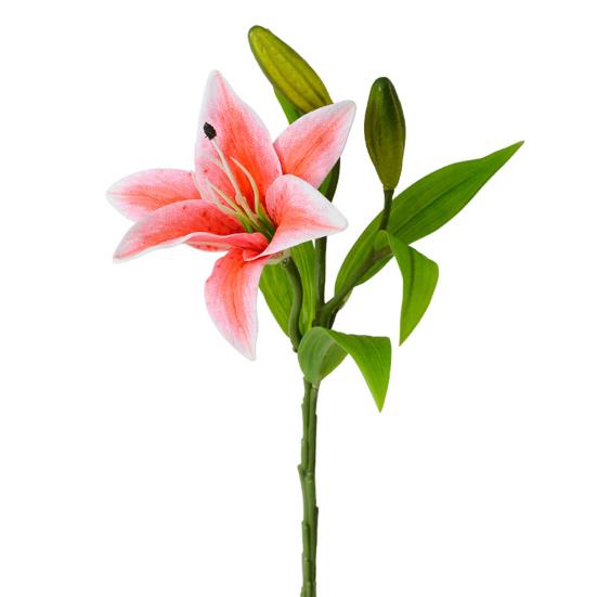 Artifical Lily Flower Full Bloom Faux Lily Flower 1 Head 2 Buds Fake Real Touch Lily Branch for Home Party Wedding Table Centerpiece Decor
