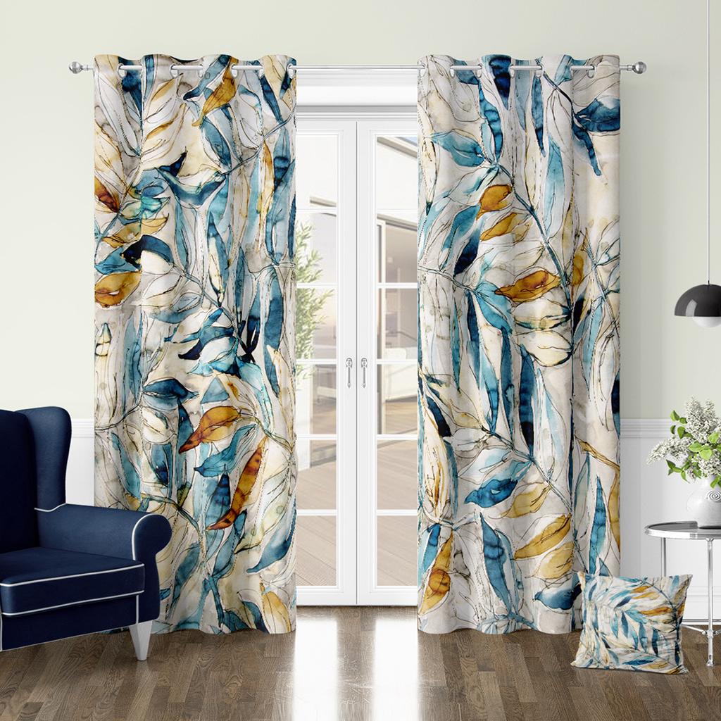 Tropical Vegetation Green Curtains Digital Printing Curtain Rod Pocket Curtains For Living Room Bedroom Home Decoration 2PCS