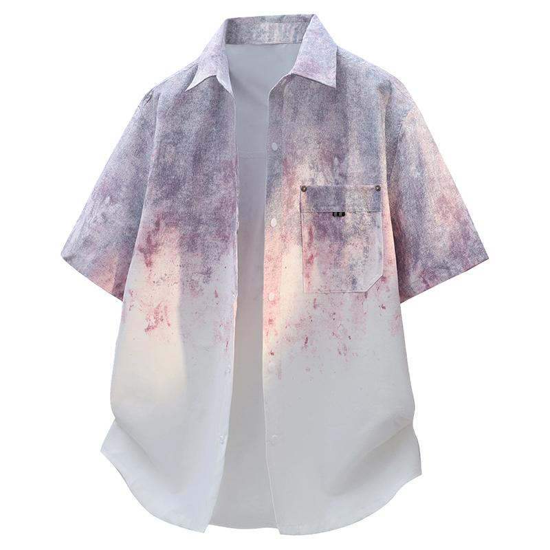 M-8XL Plus Size Short Sleeved Shirt Men's Lapel Shirt Cardigan Half Sleeved Men's Casual Top