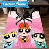 Benutzerdefinierter Name Powerpuff Abenteuer Teppich Spiel Teppich, Fußmatte für Schlafzimmer Wohnzimmer Eingangsbereich Teppich, Heimdeko Idee Geschenk für Weihnachten Geburtstag