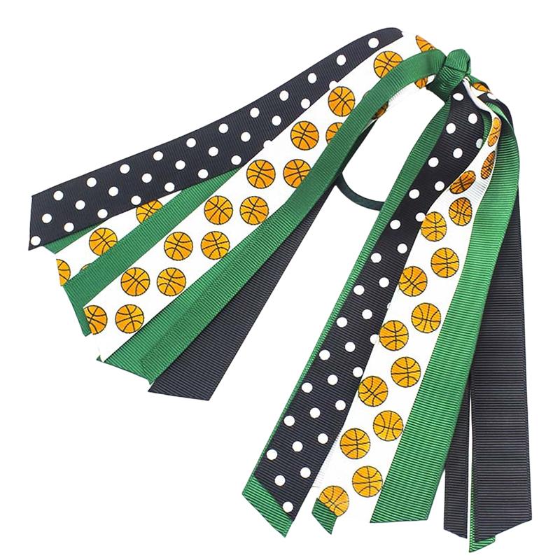 Soccer Ponytail Holders for Women Red Black Glitter Hair Ribbons Streamer Soccer Elastic Hair Ties Band Scrunchies Game Day