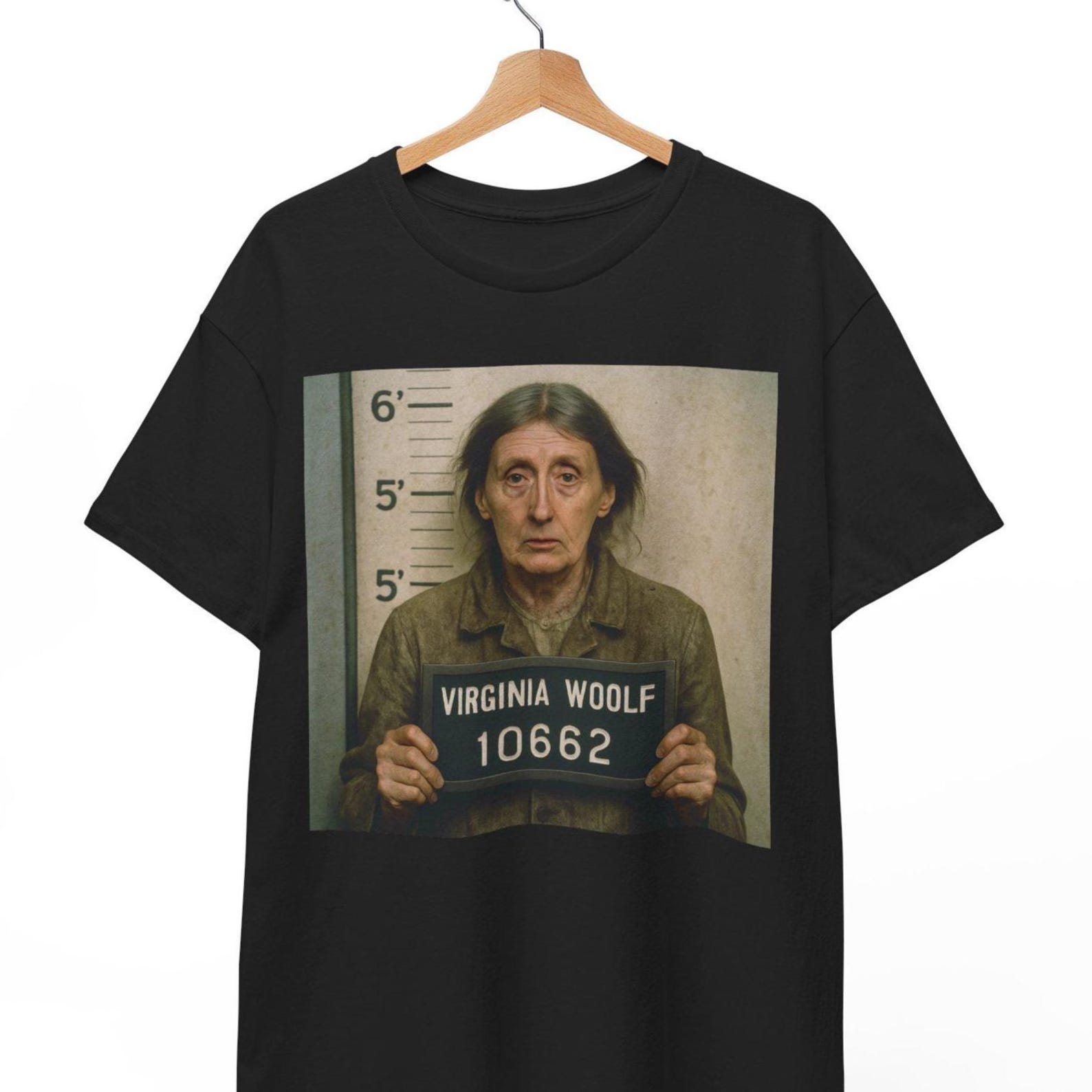 Virginia Woolf Mugshot T-Shirt: Literary Feminist Graphic Tee S