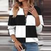 New Autumn Winter Women Sweatshirts Black White Patchwork Print Tops Streetwear Casual Long Sleeve O-Neck Zipper Loose Pullovers