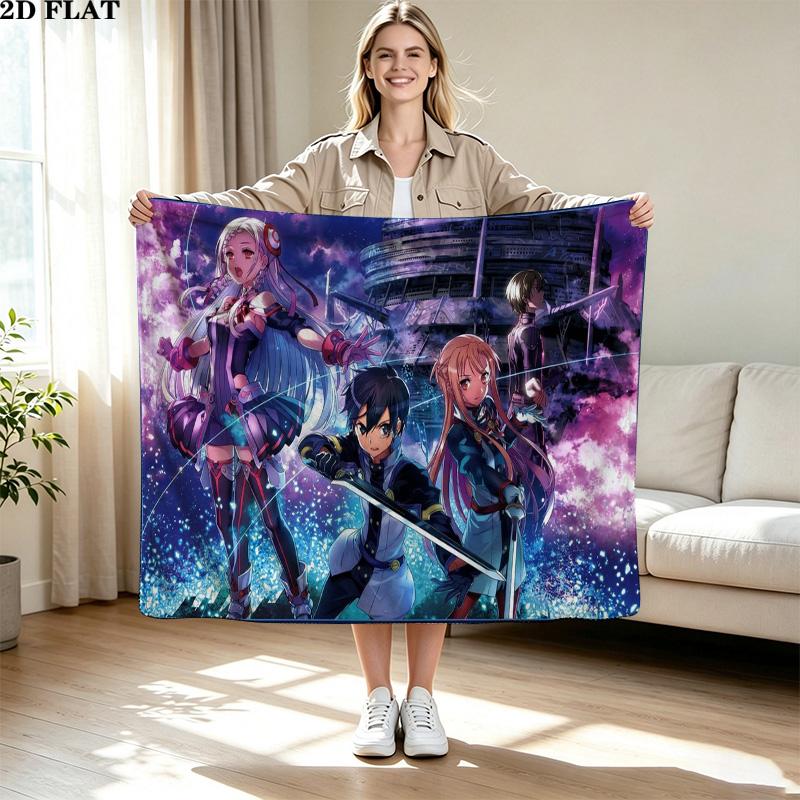 Sword Art Online Print Flannel Blanket High Quality Warm Comfortable Cover for All Seasons Perfect for Gifts Home Decor