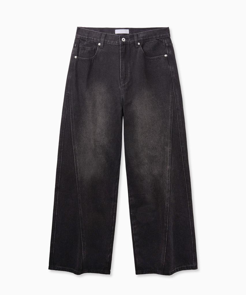 Nopeimeoseu Curved Wide Washing Jeans (Black)