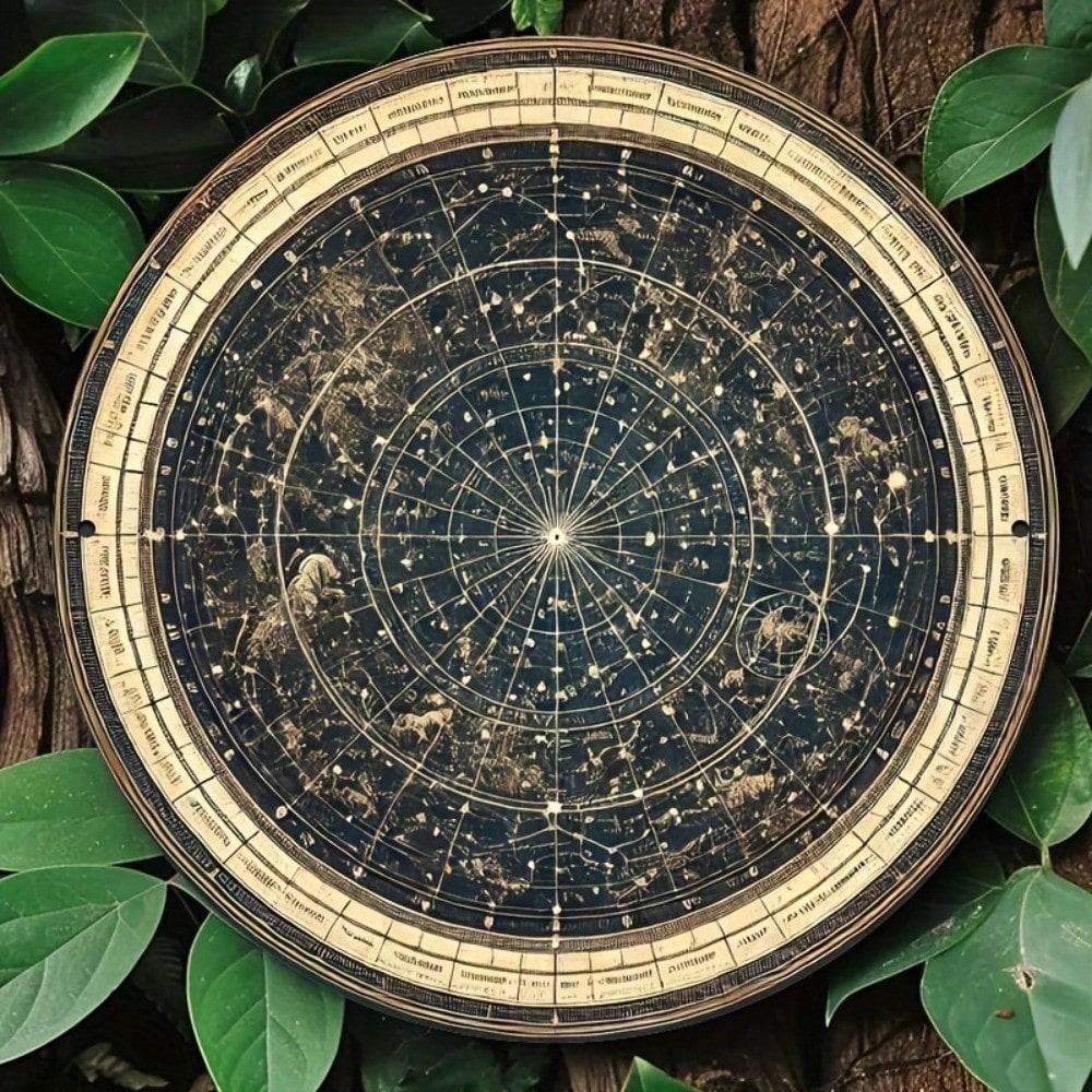 Vintage Retro 7.8 Inch Round Zodiac Constellations Metal Tin Sign Wall Art Home Decor 20x20 разноцветный