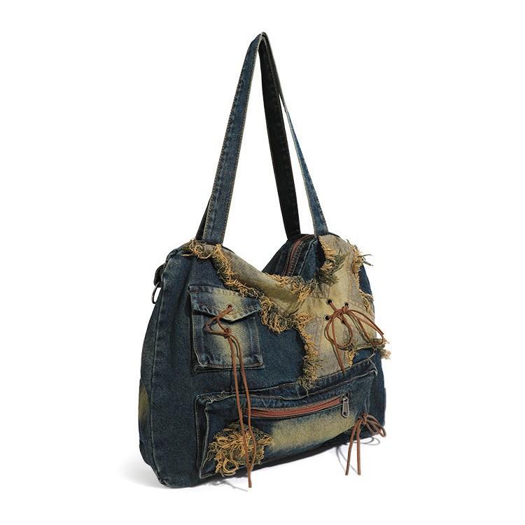 Europäische und Amerikanische Mode Retro Gewaschener Denim Achseltasche Frühling Neu Y2k Spicy Girl Vielseitig Einzel Schulter Crossbody Tasche