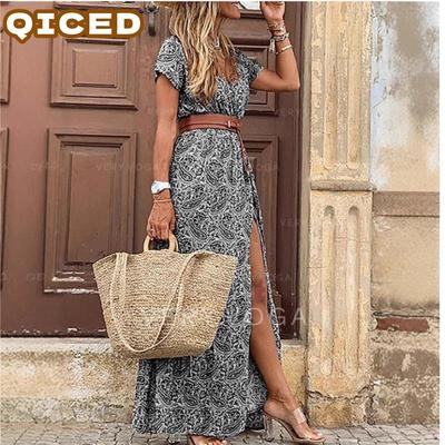 Fashion Summer Spring Short Sleeve V-Neck Casual Dresses