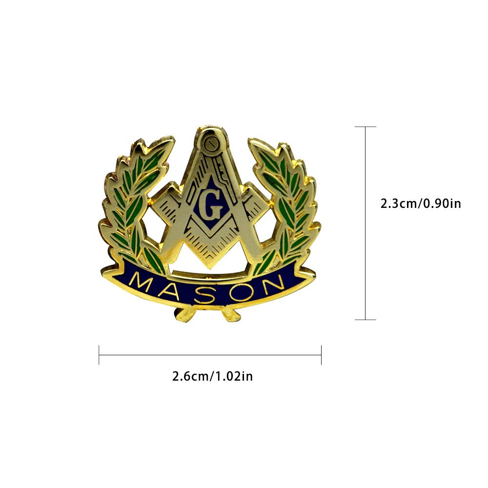 Masonic Lapel Pins Commemorative Badge Mason Freemason BLM70 Olive Branch Peace Friendship Size2.6*2.3cm Zinc Alloy Gold Plated 2.6*2.3cm
