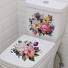 Watercolor Floral Toilet Sticker - Self-adhesive and Removable - Waterproof - Bathroom Toilet Decoration Sticker
