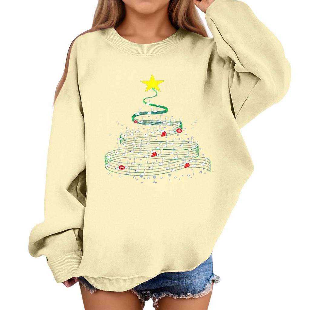 Children's Fashionable Casual Long-sleeved Loose Christmas Print Pullover Sweatshirt
