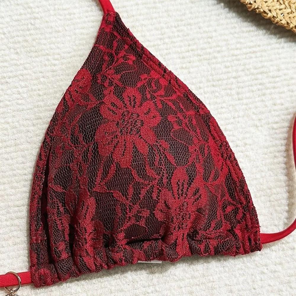 Cover Skirt Sexy Brazilian Bikini Set Mesh Swimsuits Beach Lace Bikinis Pool