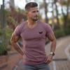 Muscleguys Men's Gym Clothes Summer Breathable Bodybuilding Short-sleeve Youthful Vitality V-nesk Knitted Shirt Business Casual