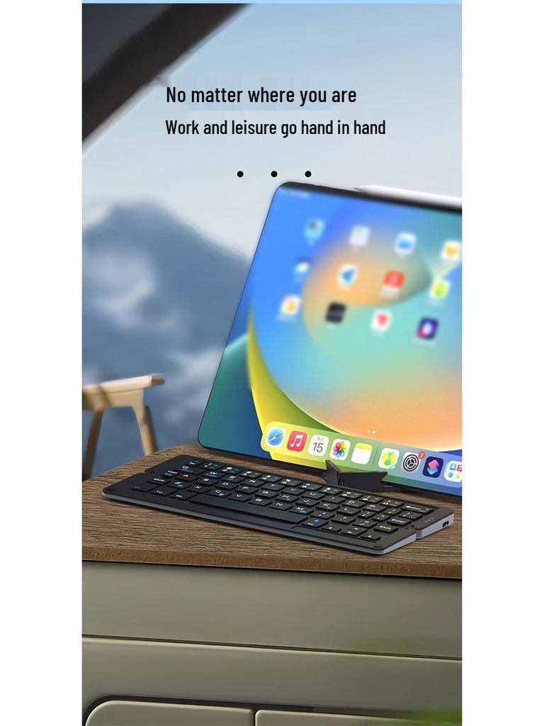 Portable Bluetooth Aluminum Alloy Folding Keyboard with Universal Phone/Tablet Stand, Silent Typing & USB-C Charging