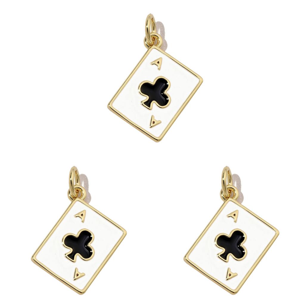 3pcs 18k Gold Plated Charm Heart/Horseshoe/Dices Poker Card Pendants with Cubic Zirconia Necklace Earrings Components