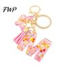 Initial Letter Charm Keychain Pink Series Pendant, Sequins Heart Key Chain with Holder Pendant Butterfly Tassel Design, A-Z for Bag Purse Backpack