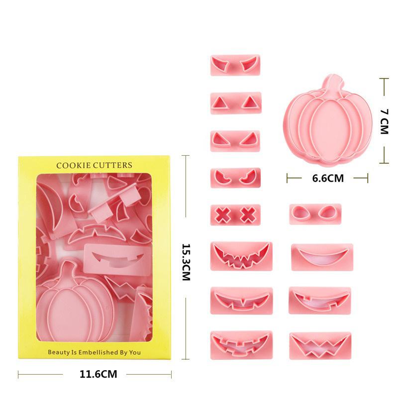 

Halloween Cookie Cutters 13Pcs/Set Cake Baking Fondant molds DIY Pumpkin Face Biscuit Embosser Stamp Cookie Mold Halloween Tool