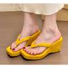 Fashion Summer New Brand Women Slipper Fashion High Wedge Heel Ladies Elegant Slides Square Toe Slip on Dress Flip Flop Zapatos Mujer